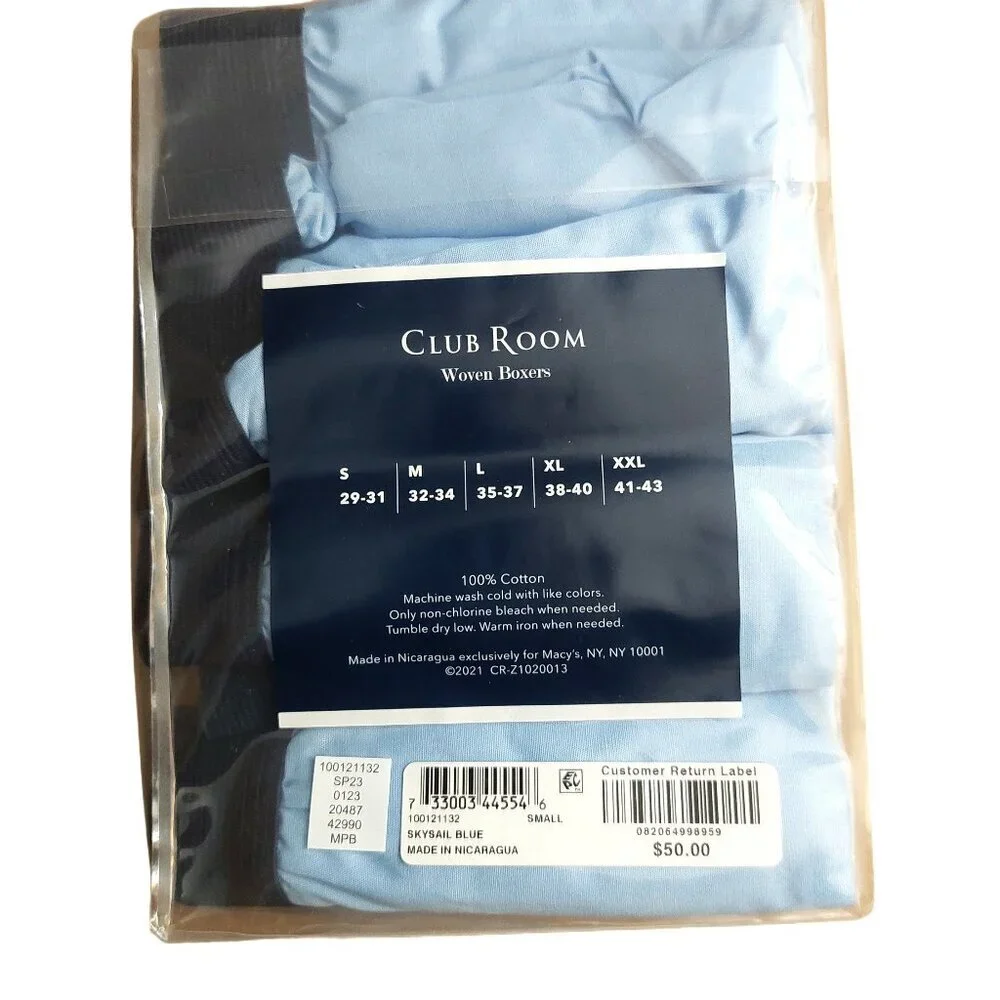 Club Room Men's Blue Woven Cotton Tagless Two 4-Pack Bundle Underwear Boxers Sm